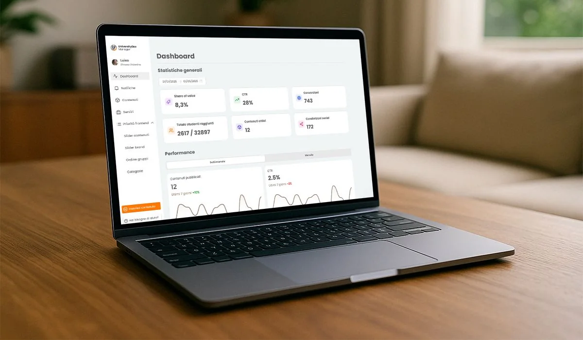 La dashboard di UBox Manager aperta su un portatile