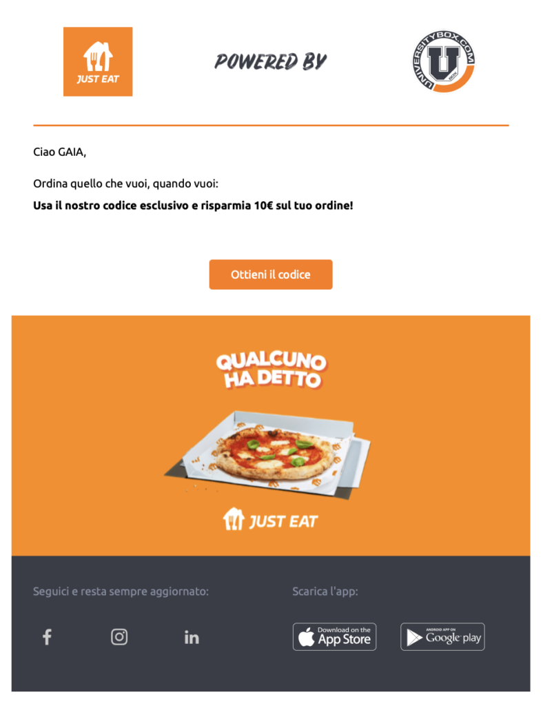 Dem con 10€ si sconto su JusttEta per gli studenti UniveristyBox